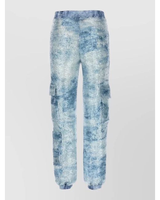 Le twins Blue Robi Textured Cargo Pants Elastic Waistband