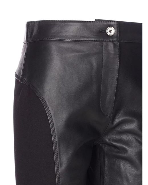 Pinko Gray Leather Slim-Fit Trousers