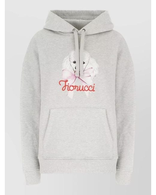 Fiorucci White Hooded Top Kangaroo Pocket Ribbed Cuffs