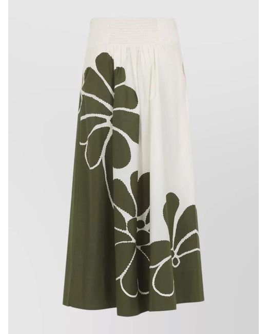 Farm Rio Green Bio Palermo Floral High Waist Midi Skirt