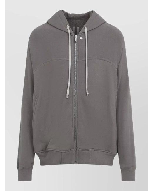 Rick Owens Gray Cotton Hooded Zip Jacket for men