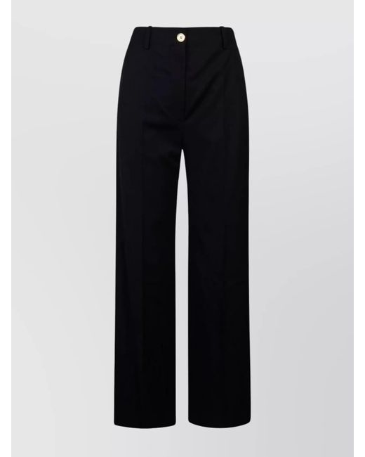 Patou Black Wool High-Rise Wide-Leg Trousers