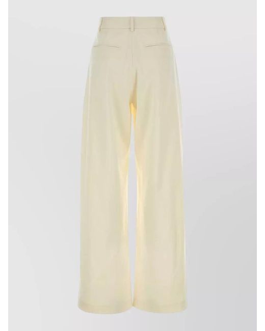 GIUSEPPE DI MORABITO White Wool Palazzo Trousers Wide Leg Belt Loops
