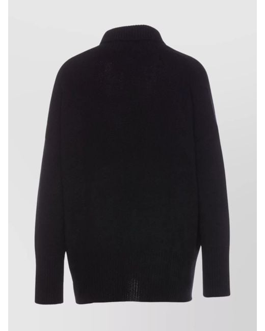 Lisa Yang Blue Knitwear High Neck Dropped Shoulders