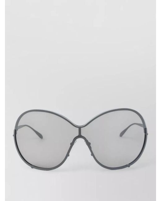 Alaïa Gray Round Metal Sunglasses Oversized Frame Temples