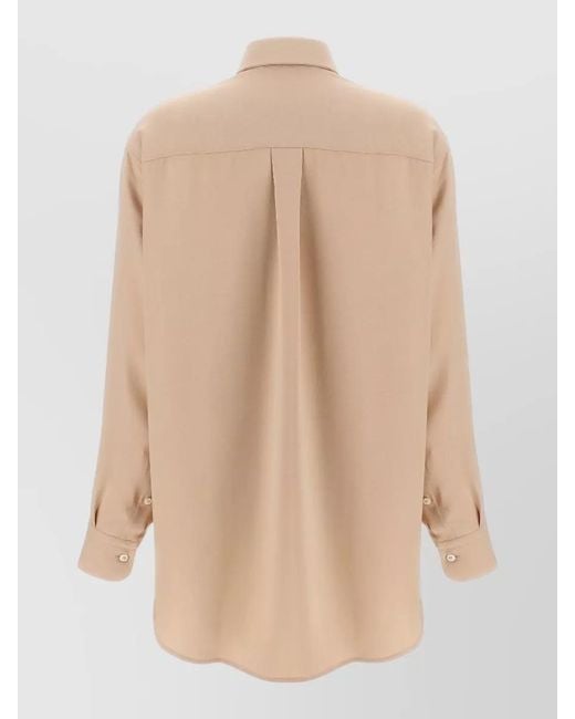 Brioni Natural Silk Shirt Long Sleeves Pleated Back