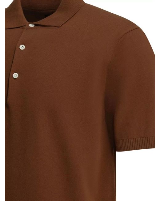 Beams Plus Brown Cotton Button-Down Polo Shirt for men