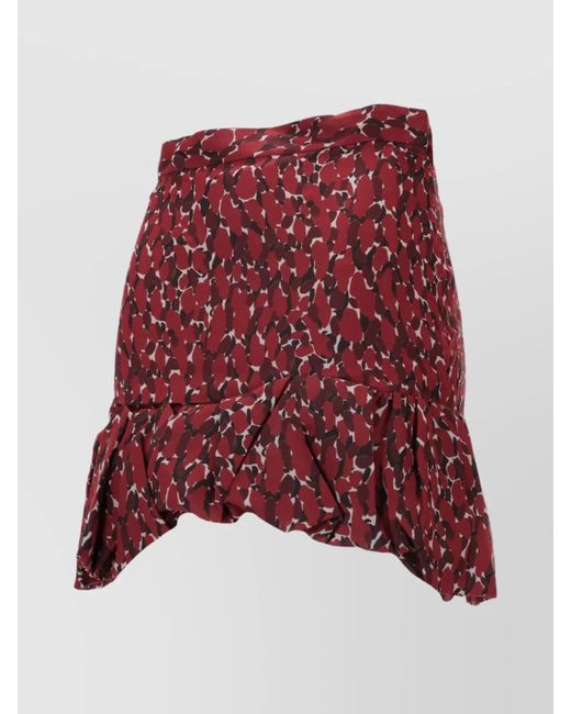 Saint Laurent Red Asymmetric Chiffon Skirt