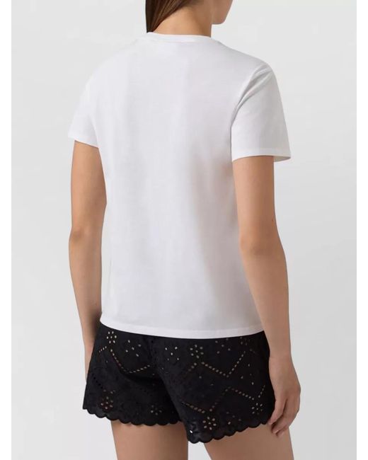 Mc2 Saint Barth White Emilie T Shirt Rhinestone Embroidery Detail