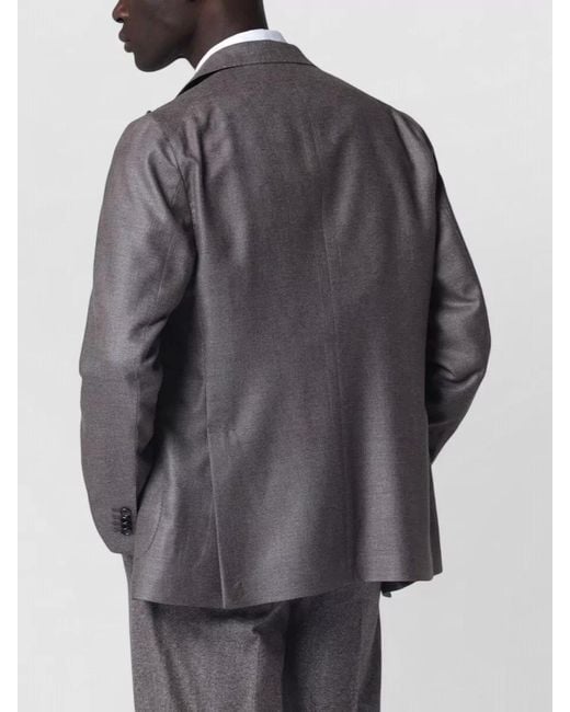 Tagliatore Gray Silk Wool Double Breasted Coat for men