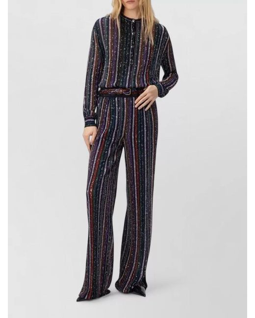 Missoni Blue Striped Sequin Wide Leg Trousers