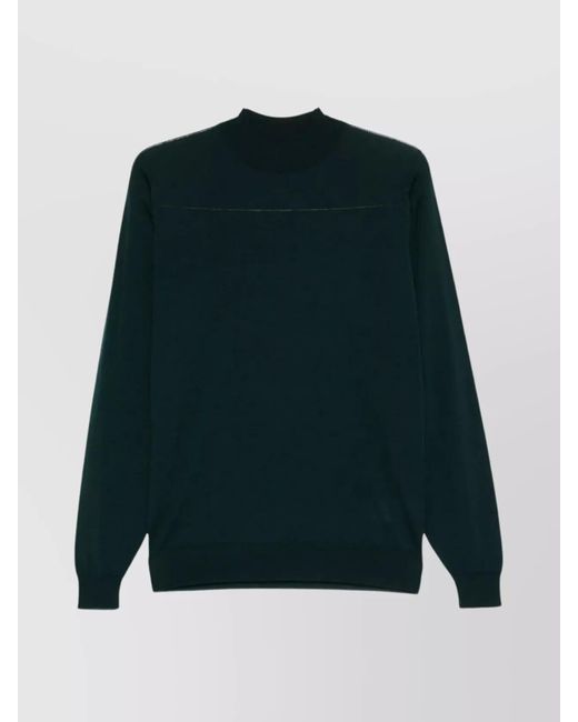 John Smedley Green Fine Merino Wool Turtle Neck Knit Sweater for men