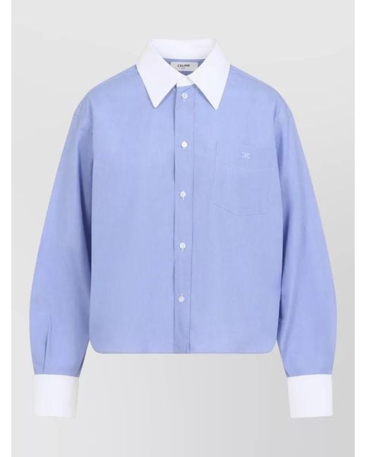 Céline Blue Cropped Shirt