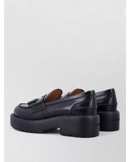 Miu Miu Blue Leather Platform Tassel Loafers