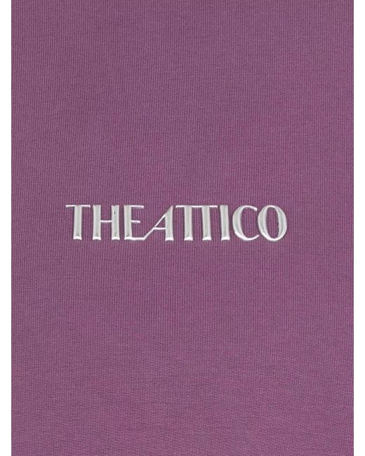 The Attico Purple Cotton Pleated Mini Dress