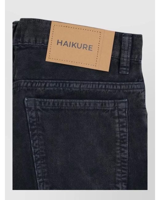 Haikure Blue Denim Trousers Belt Loops Five Pocket Flared