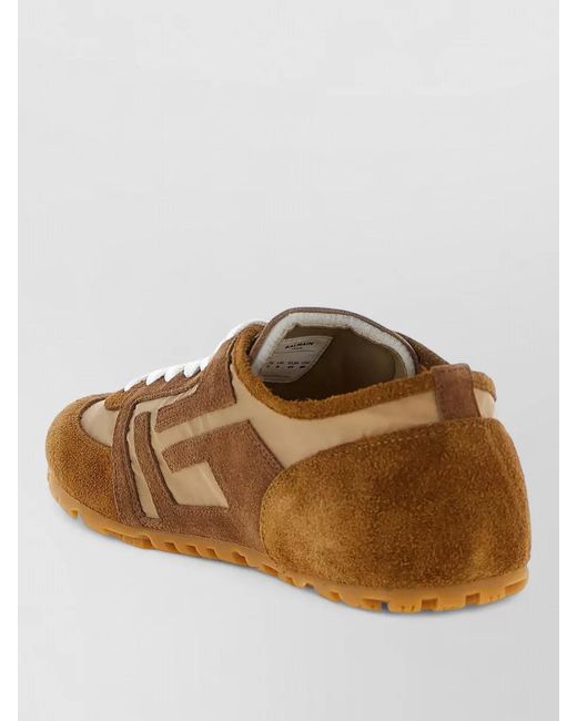 Balmain Brown Calf Leather Racer Low-Top Sneakers