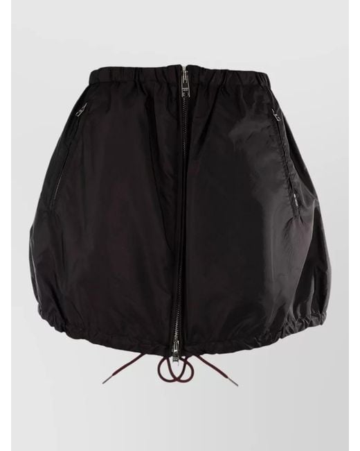 Prada Black Skirt Design Side Zip Pockets Detail