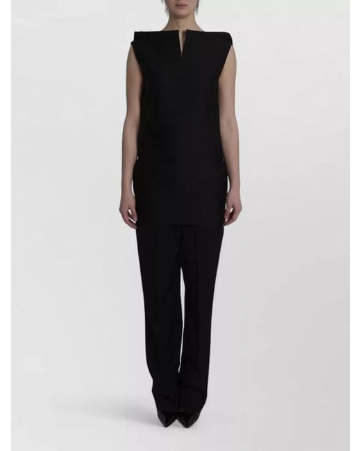 Balenciaga Black Silk Wool Fitted V-Neck Open-Back Mini Dress