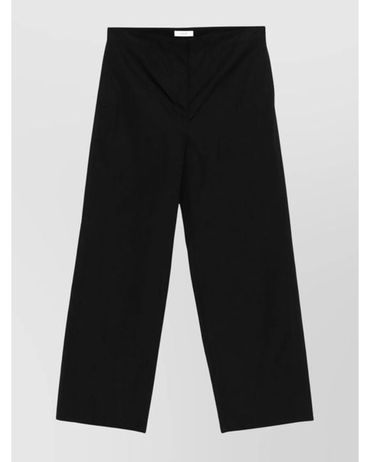 Totême Black Cotton Straight-Leg Trousers
