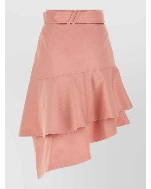 Burberry Pink Hollie Skirt Asymmetric Hem Belted Waist