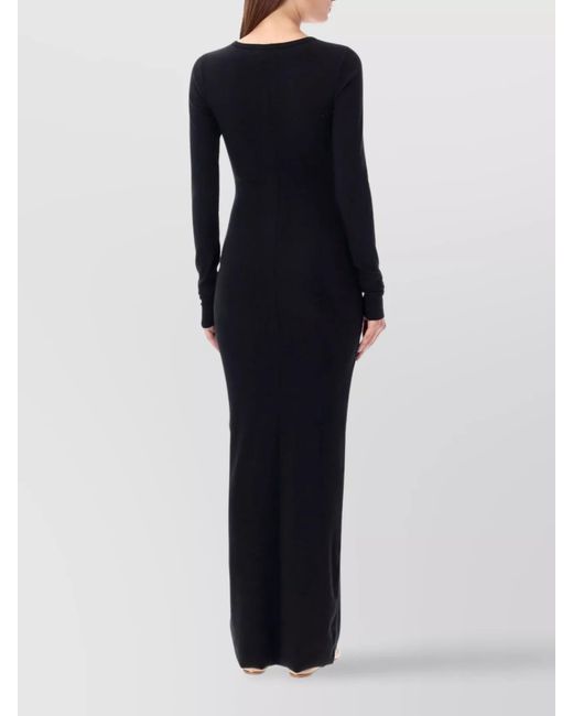 ÉTERNE Blue Ribbed Long-Sleeve Maxi Dress