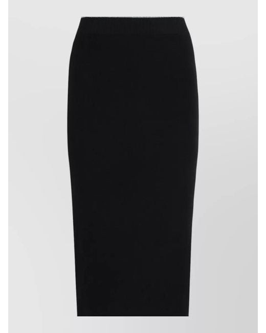 Pinko Black Nuova Guinea Ribbed Knit Midi Skirt