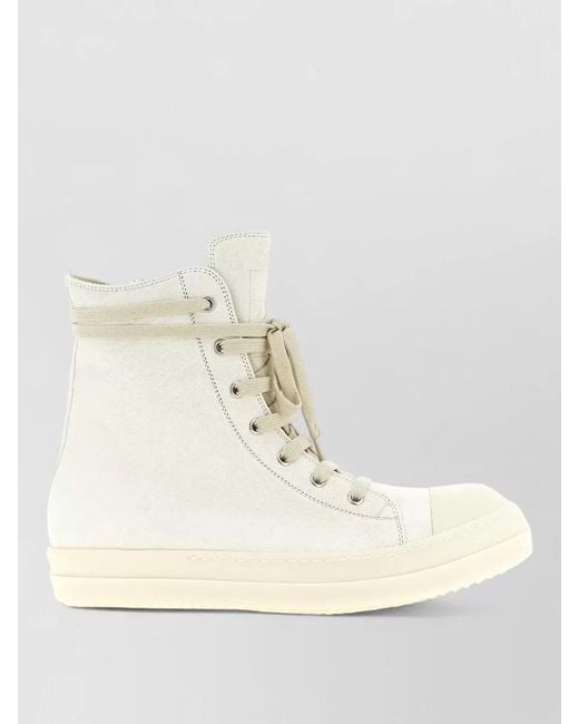 Rick Owens Natural High Top Nappa Leather Sneakers Boots for men