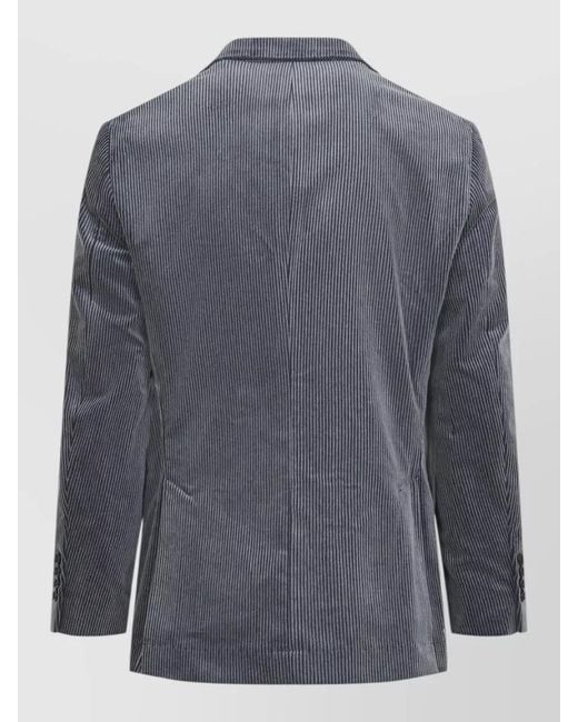Brunello Cucinelli Gray Corduroy Tailored Suit Jacket Chest Pocket for men