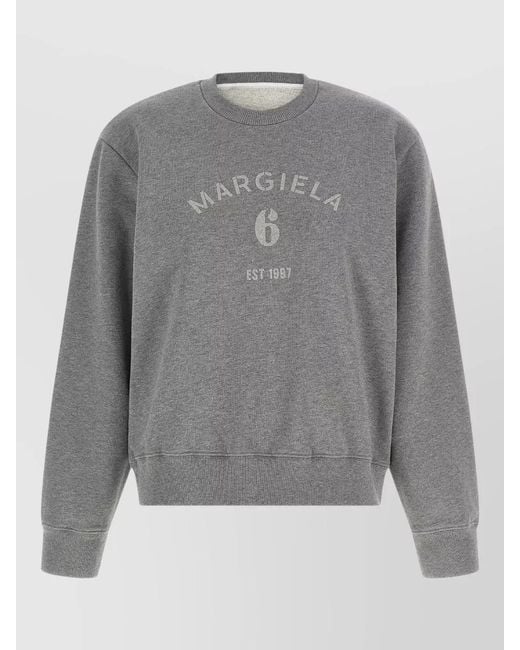MM6 by Maison Margiela Gray Logo Cotton Sweatshirt Crew Neck