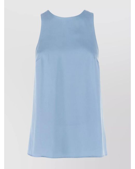 Loulou de Saison Blue Sleeveless Draped Twist Back Top