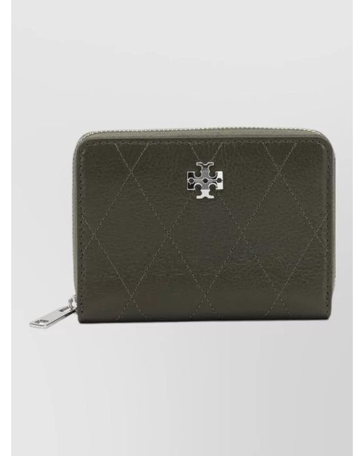 Tory Burch Green Quilted Keyring And Card Holder Accessory