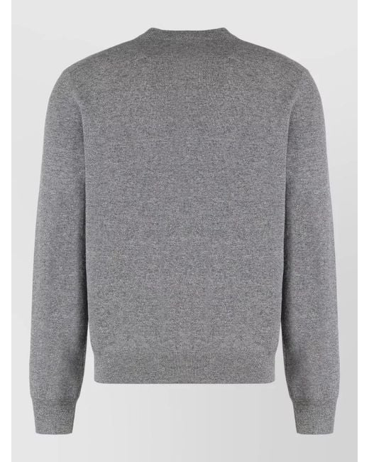 Dolce & Gabbana Gray Virgin Wool Regular Fit Crew Neck Sweater for men