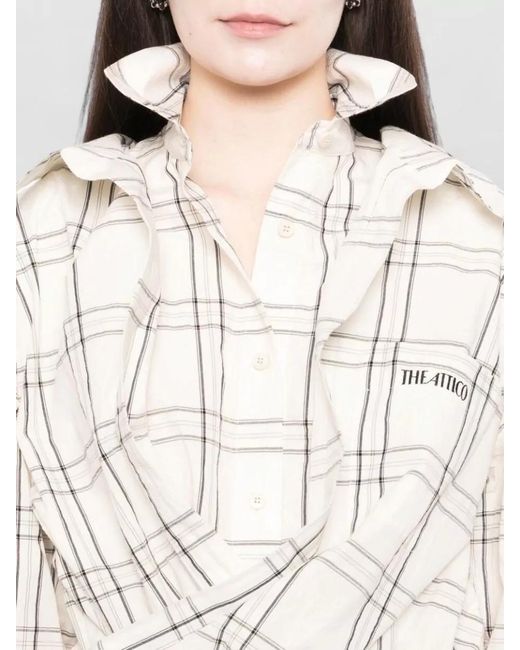 The Attico Natural Knee Length Dress Checkered Pattern