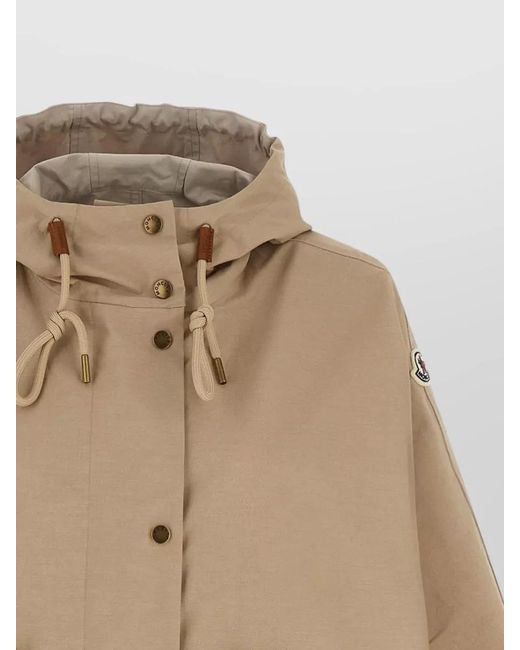 Moncler Natural Brunnera Parka Hood Drawstring Cuffs Pockets