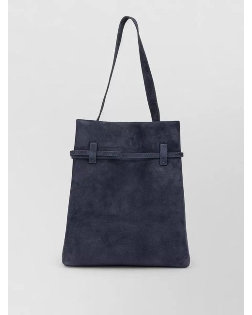 MANU Atelier Blue Tote Du Jour Medium Suede Shoulder Bag