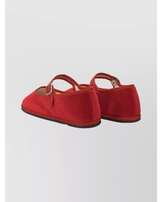 Vibi Venezia Red Velvet Ballerina Flats