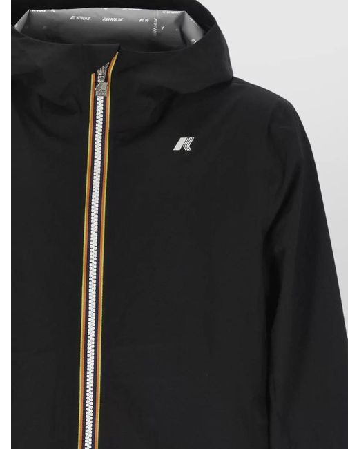 K-Way Black Hooded Slim Fit Water Resistant Jacket