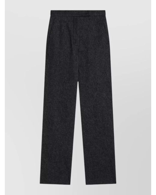 Max Mara Blue Tailored Pants Straight Leg Belt Loops