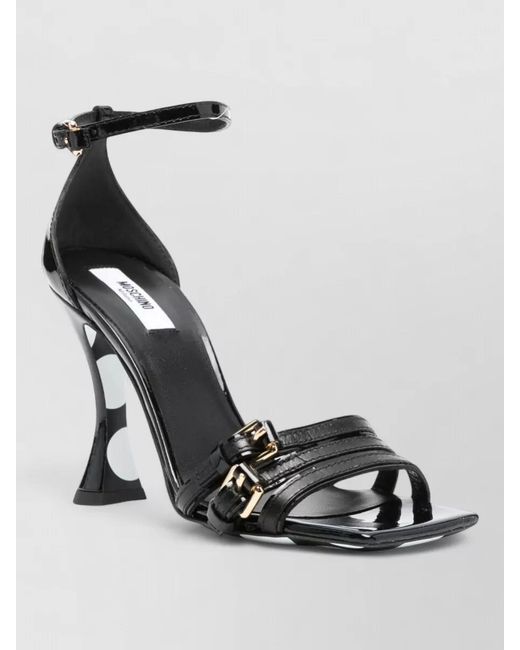 Moschino Black Leather Polka-Dot Ankle-Strap Sandals