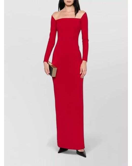 Solace London Red Lolita Maxi Dress Off Shoulder Neckline