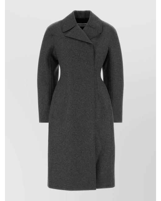 Jil Sander Black Virgin Wool Single Breasted Coat