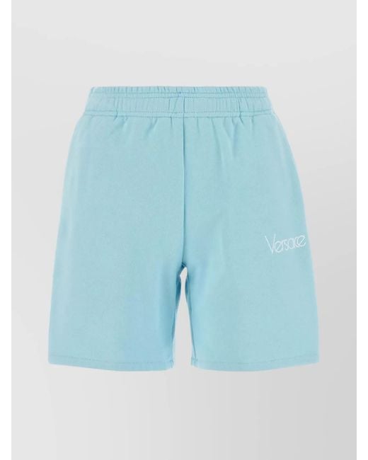 Versace Blue Cotton Short Shorts