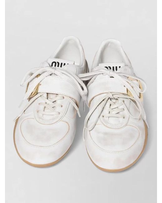 Miu Miu Multicolor Gymnasium Leather Lace Up Sneakers Strap Buckle