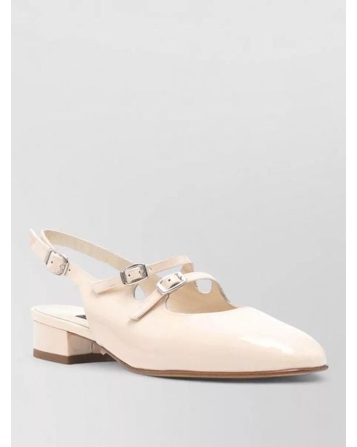 CAREL PARIS Natural Peche Slingback Pumps Block Heel Patent