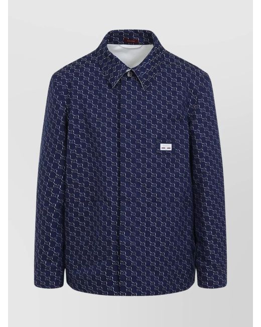 Gucci Blue Cotton Overshirt for men