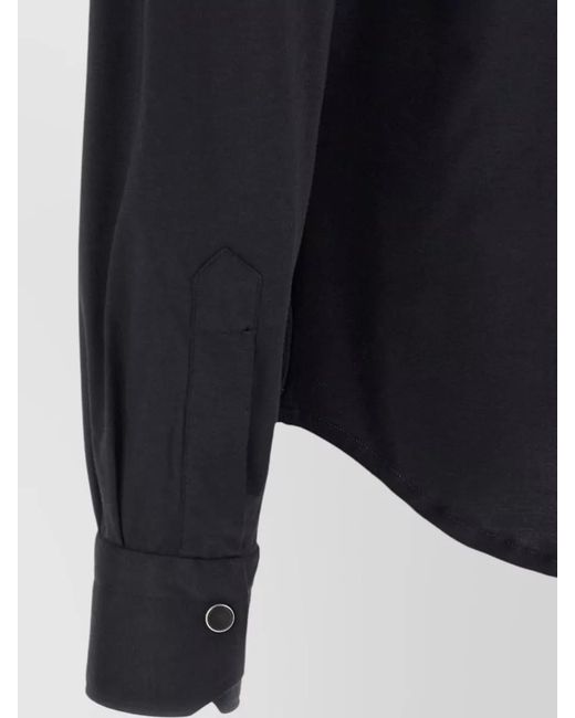 Kiton Blue Buba Shirt Straight Cut Chest Pocket Long Sleeves for men