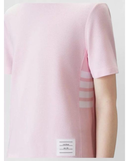 Thom Browne Pink Striped Cotton Short-Sleeve T-Shirt