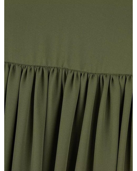 Ballantyne Green Pleated Polyester Dress Spaghetti Straps Neckline