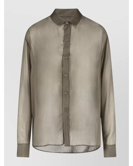 Paloma Wool Natural Relaxed Collared Long Sleeve Lightweight Top